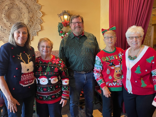 5 active Guild members at the holiday lunch, just for fun, 12/11/25